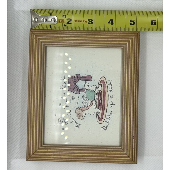 Miniature VTG Bathroom Vanity Art Framed Clawfoot Tub Bubbles 6 1/4" x 5 1/4" - Picture 11 of 11